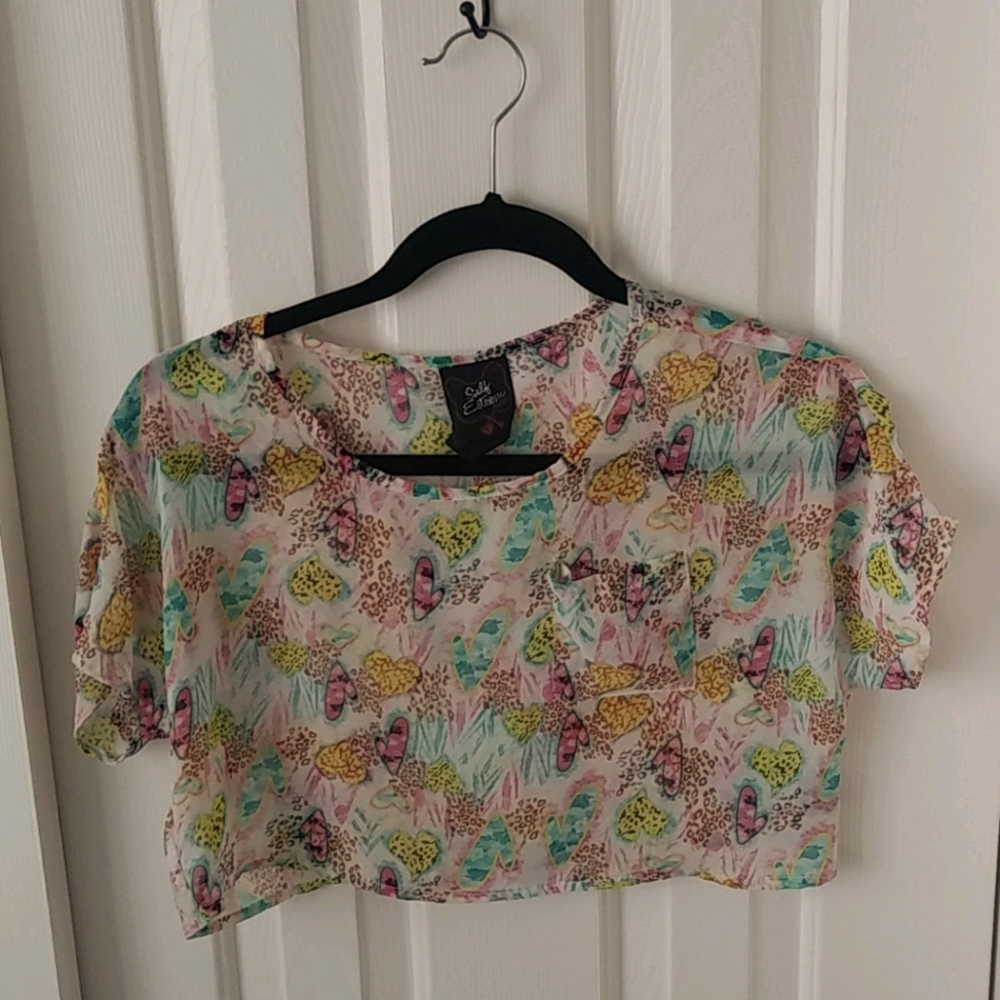 Sheer heart print top